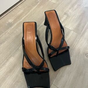 L'INTERVALLE Black Knotted Strappy Square-Toe Heeled Sandals